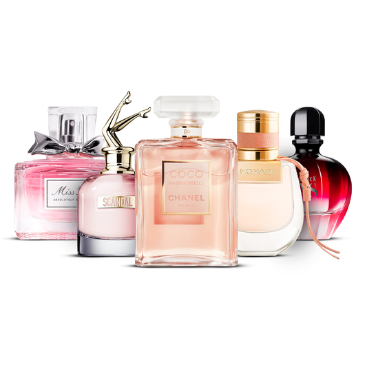 Set od 5 parfema – Miss Dior Absolutely Blooming, Scandal, Coco Mademoiselle, Nomade i Black XS  [100 ml svaki]